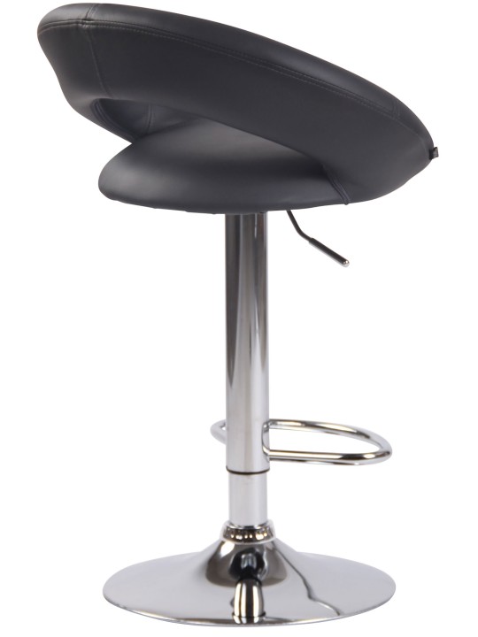 Tabouret de bar Olinda simili cuir chromé, gris