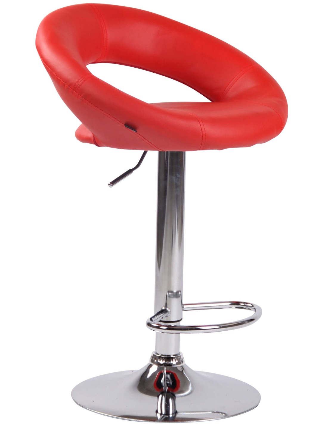 Tabouret de bar Olinda simili cuir chromé, rouge