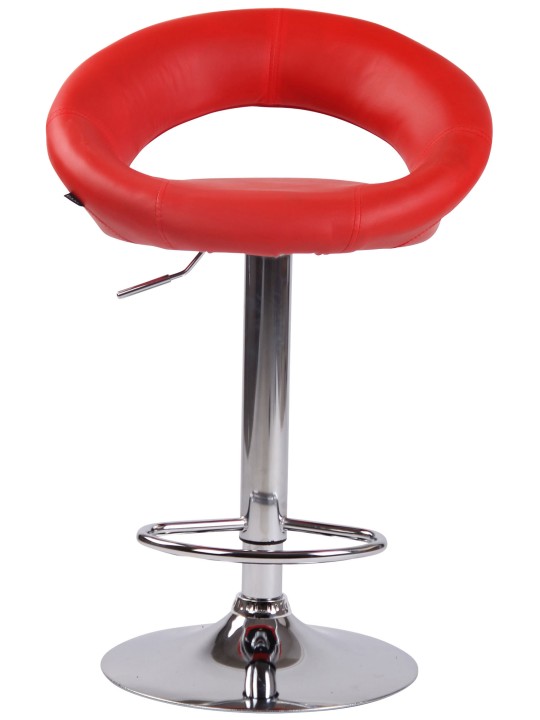Tabouret de bar Olinda simili cuir chromé, rouge