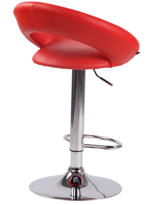 Tabouret de bar Olinda simili cuir chromé, rouge