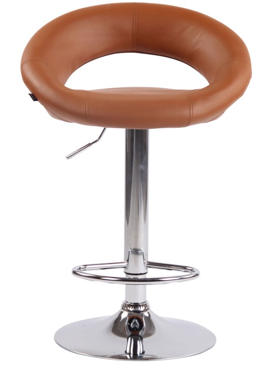 Tabouret de bar Olinda simili cuir chromé, brun clair