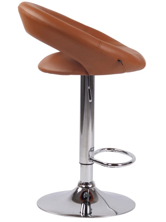 Tabouret de bar Olinda simili cuir chromé, brun clair