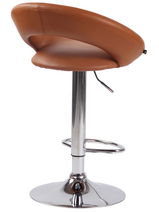 Tabouret de bar Olinda simili cuir chromé, brun clair