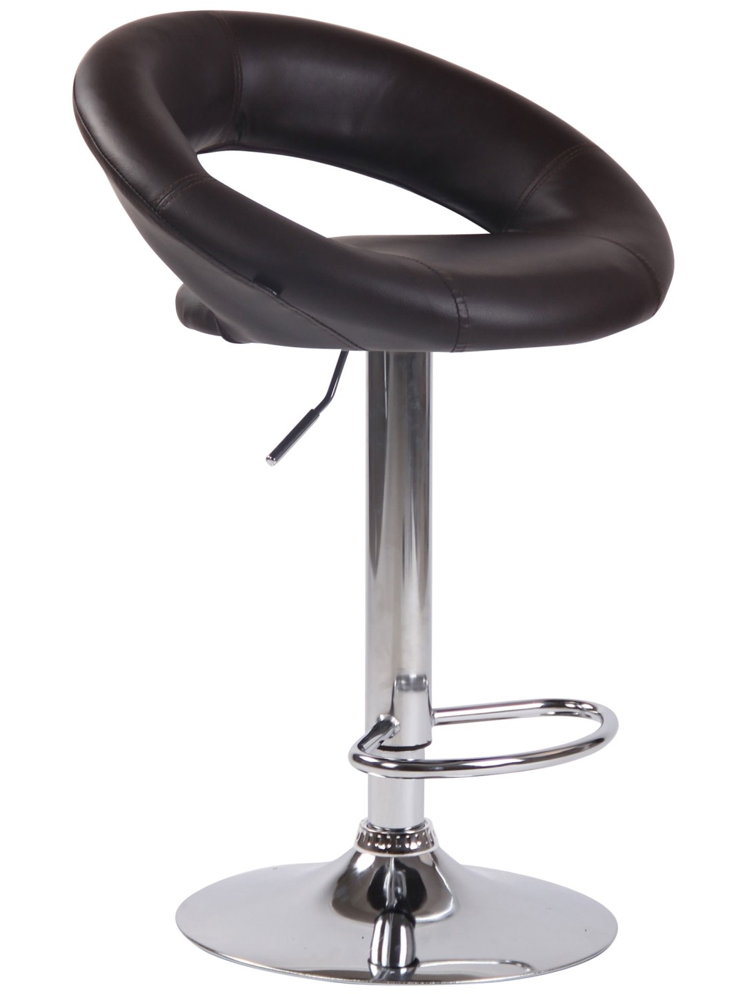 Tabouret de bar Olinda simili cuir chromé, brun