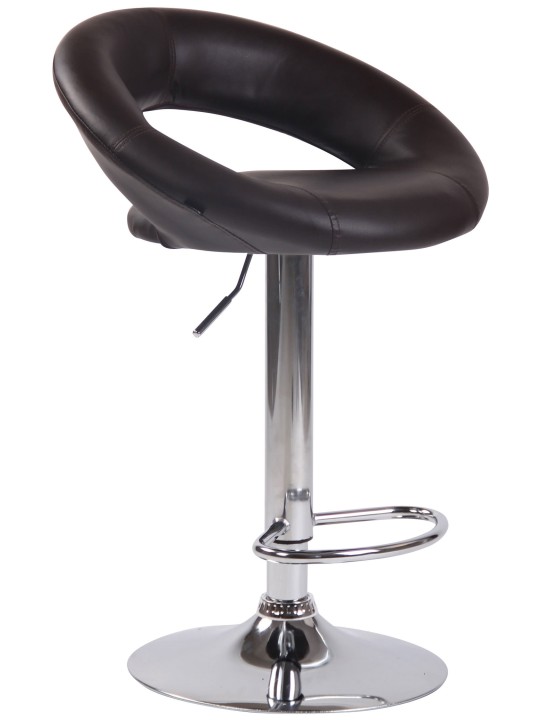 Tabouret de bar Olinda simili cuir chromé, brun