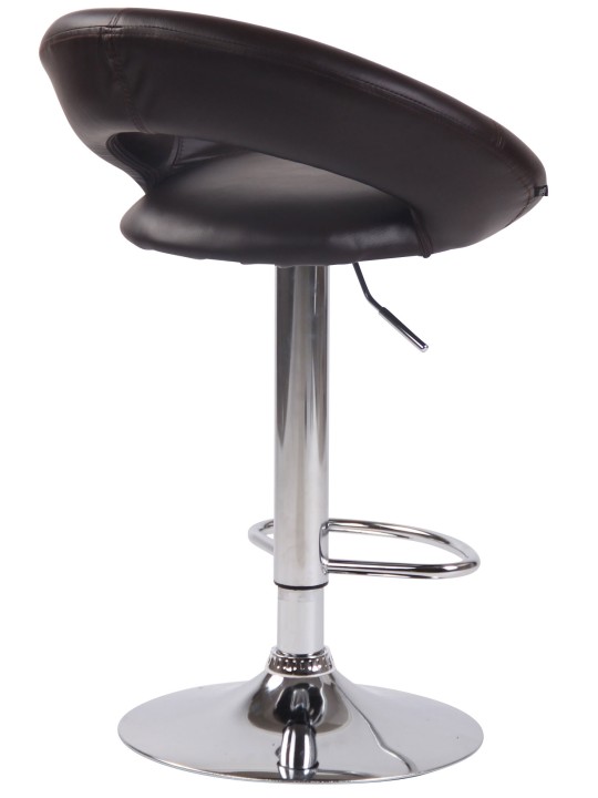 Tabouret de bar Olinda simili cuir chromé, brun