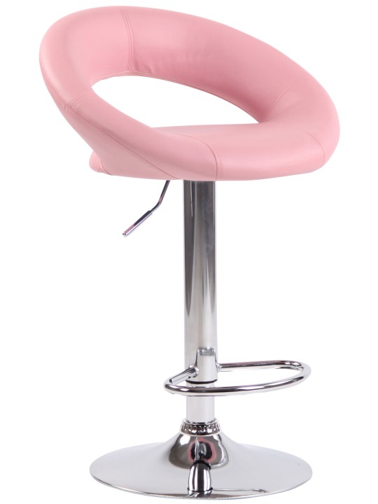 Tabouret de bar Olinda simili cuir chromé, rose