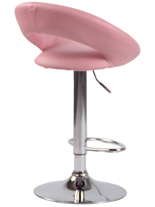 Tabouret de bar Olinda simili cuir chromé, rose