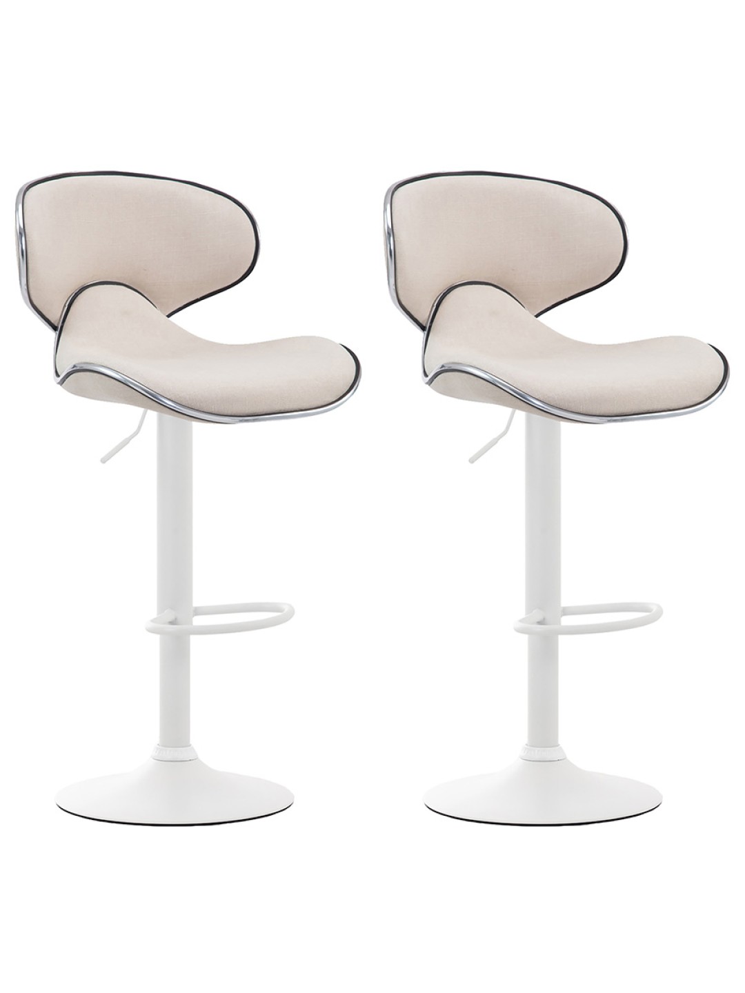 Lot de 2 tabourets de bar Las Vegas V2 tissu, crème