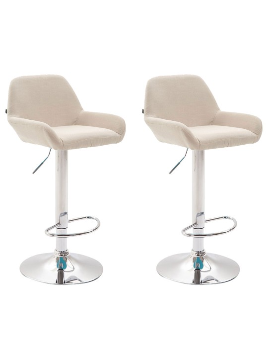 Lot de 2 tabourets de bar Braga tissu chrome, crème Lot de 2 tabourets de bar Braga tissu chrome, crème