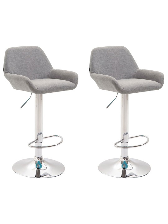 Lot de 2 tabourets de bar Braga tissu chrome, gris Lot de 2 tabourets de bar Braga tissu chrome, gris