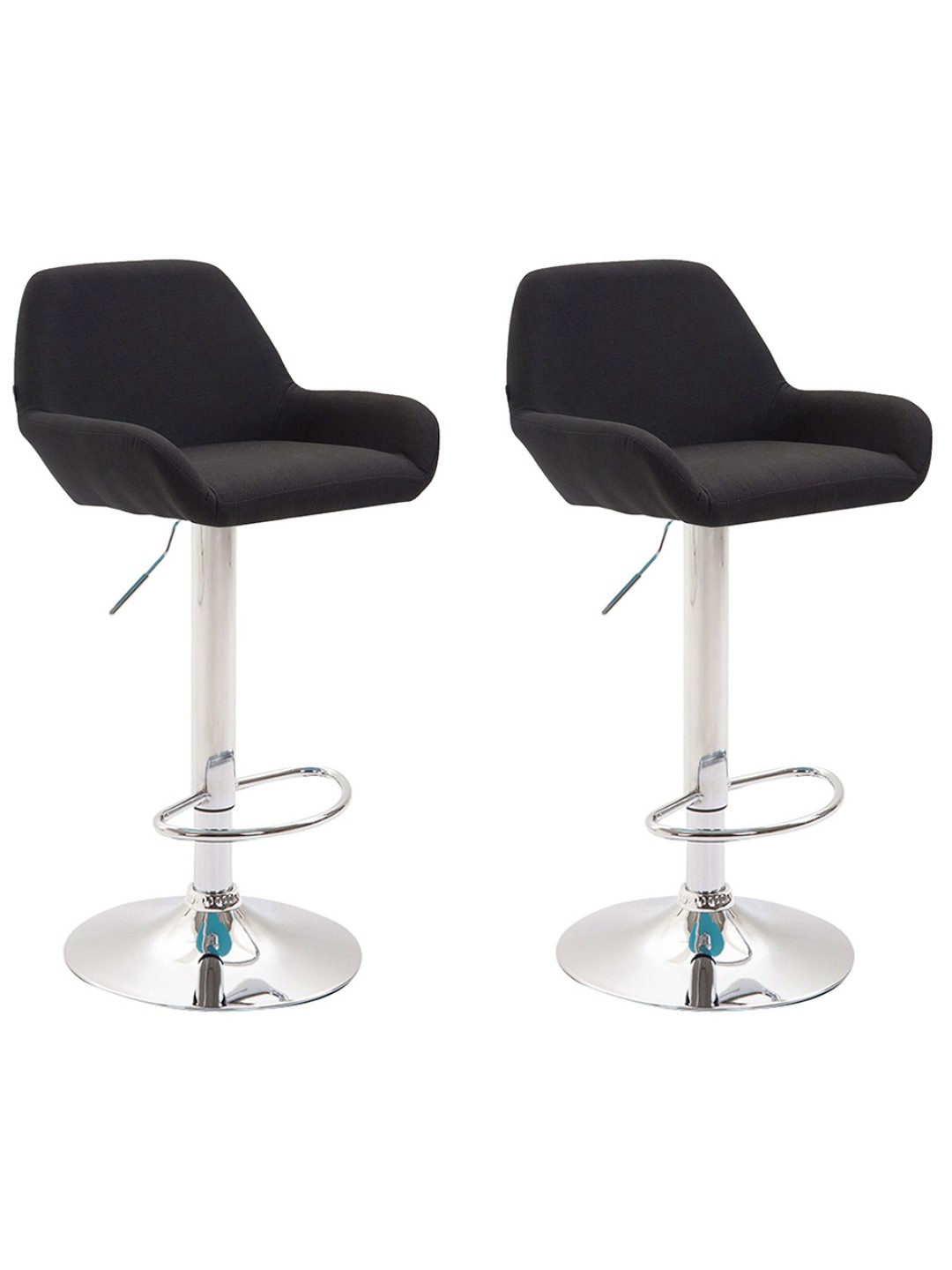 Lot de 2 tabourets de bar Braga tissu chrome, noir
