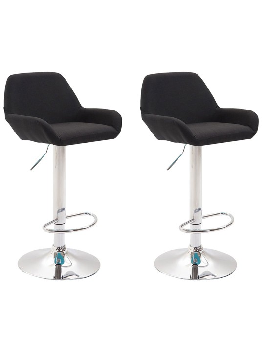 Lot de 2 tabourets de bar Braga tissu chrome, noir