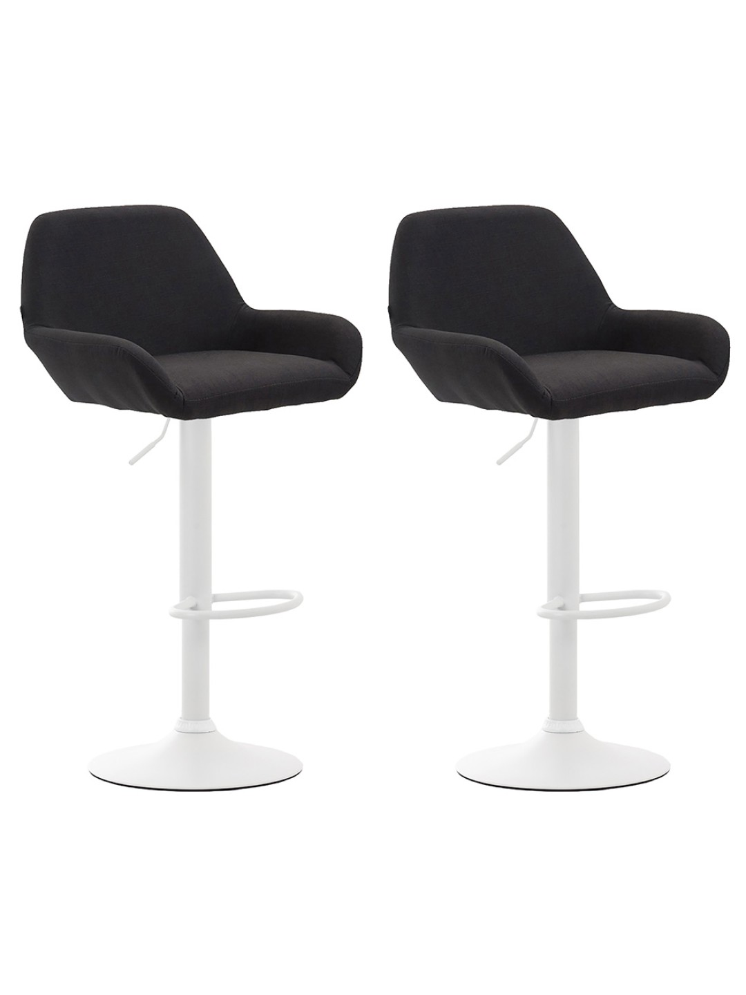 Lot de 2 tabourets de bar Braga tissu, noir