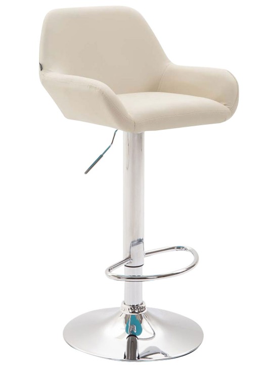 Lot de 2 tabourets de bar Braga simili cuir chromé, crème Lot de 2 tabourets de bar Braga simili cuir chromé, crème