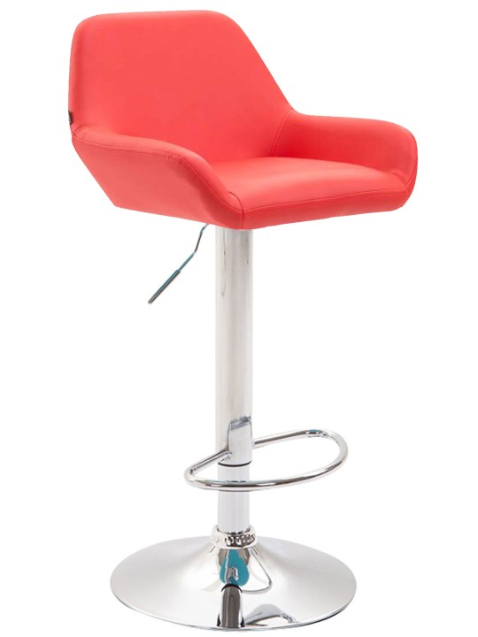 Lot de 2 tabourets de bar Braga simili cuir chromé, rouge
