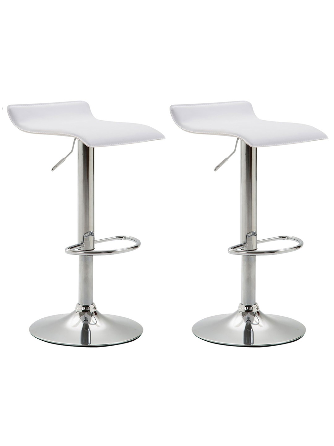 Lot de 2 tabourets de bar Dyn V2 simili cuir chromé, blanc