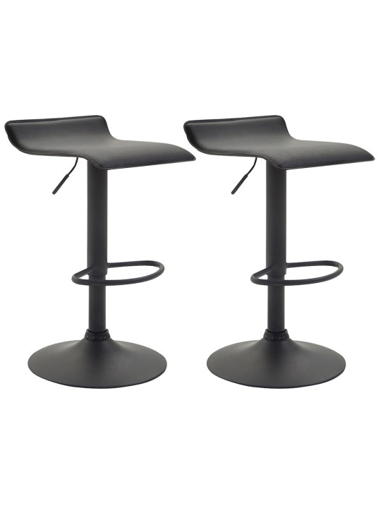 Lot de 2 tabourets de bar Dyn V2 en cuir artificiel, noir Lot de 2 tabourets de bar Dyn V2 en cuir artificiel, noir
