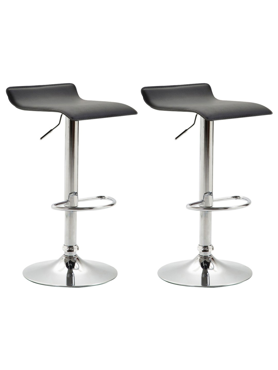 Lot de 2 tabourets de bar Dyn V2 simili cuir chromé, noir