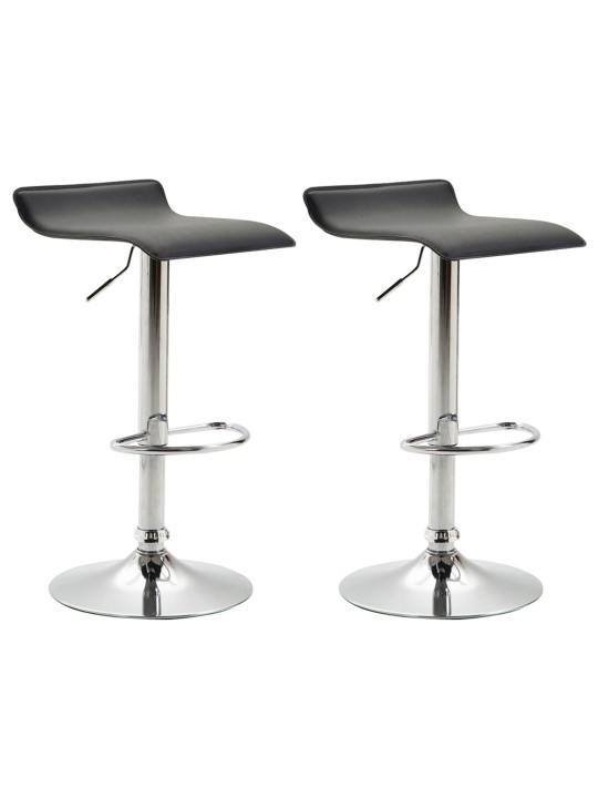 Lot de 2 tabourets de bar Dyn V2 simili cuir chromé, noir Lot de 2 tabourets de bar Dyn V2 simili cuir chromé, noir