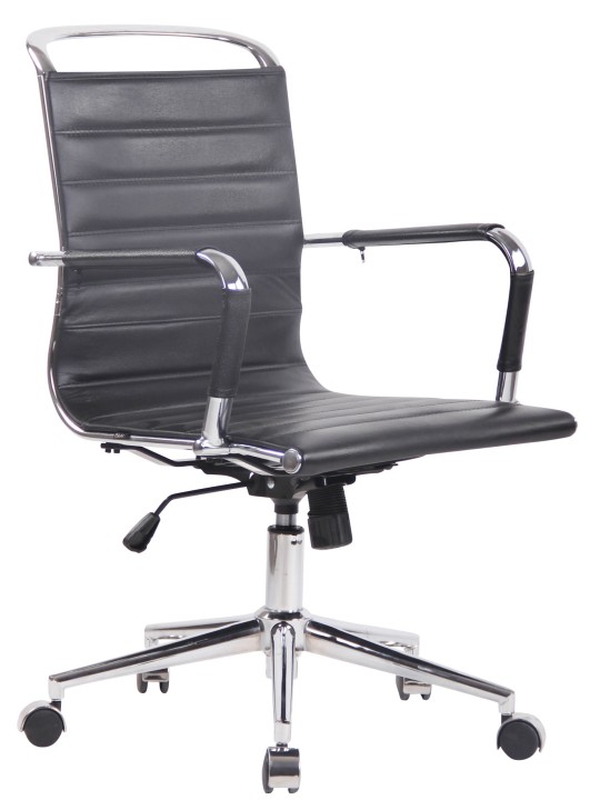 Chaise de bureau Barton cuir véritable, noir