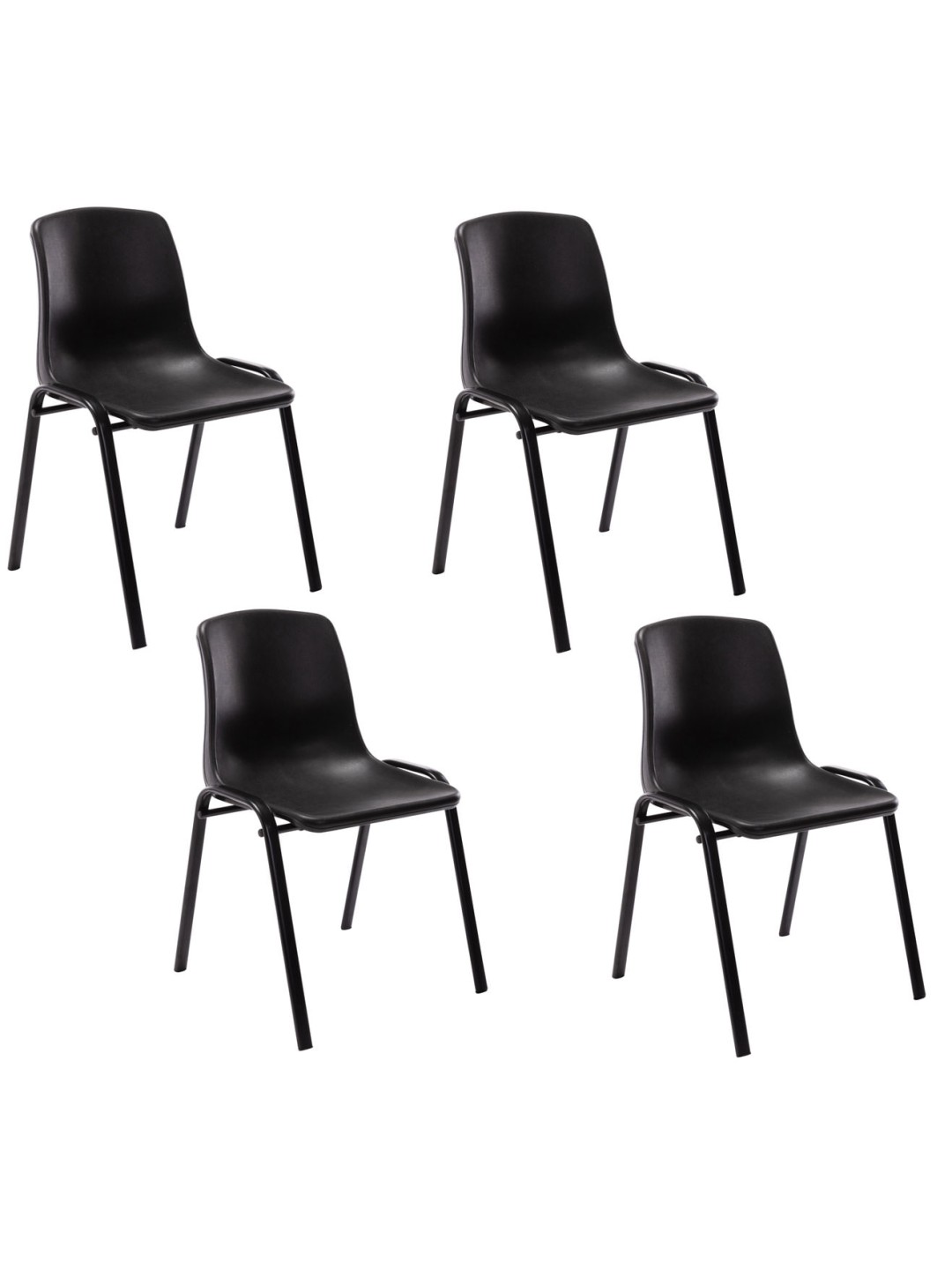 Lot de 4 chaises empilables Nowra plastique, noir