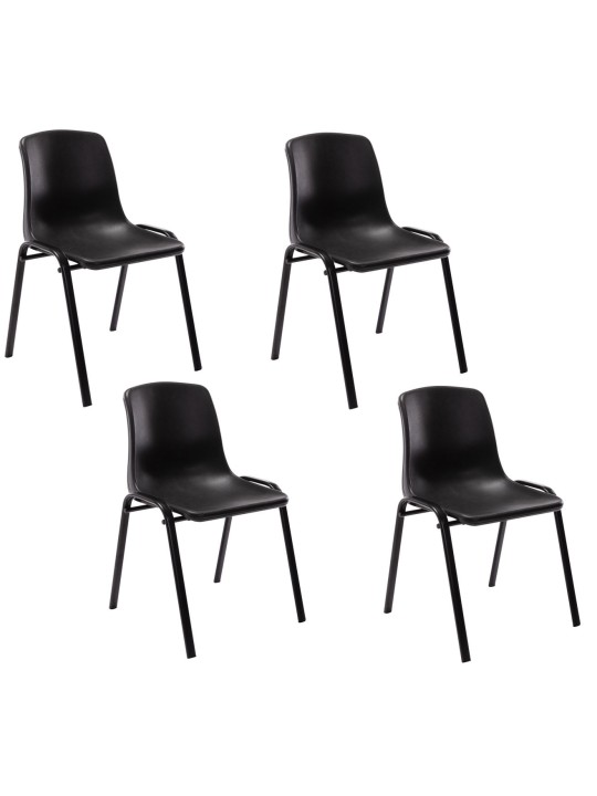 Lot de 4 chaises empilables Nowra plastique, noir Lot de 4 chaises empilables Nowra plastique, noir