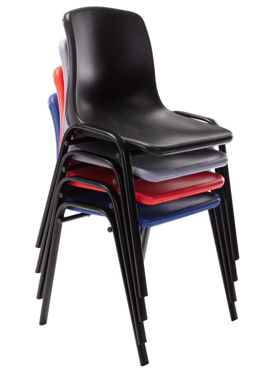 Lot de 4 chaises empilables Nowra plastique, noir Lot de 4 chaises empilables Nowra plastique, noir
