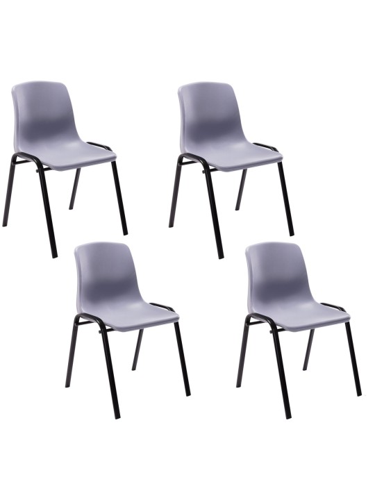 Lot de 4 chaises empilables Nowra plastique, gris Lot de 4 chaises empilables Nowra plastique, gris