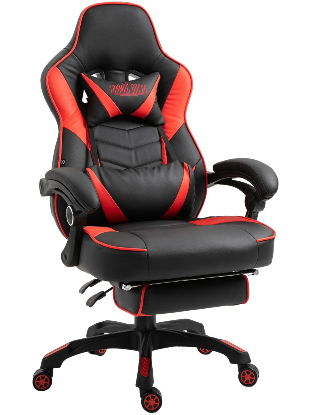 Chaise de bureau Tilos simili cuir, noir/rouge