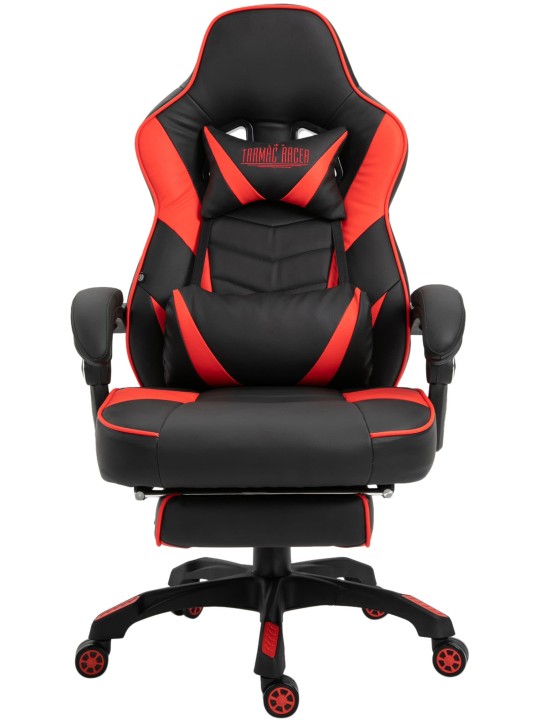 Chaise de bureau Tilos simili cuir, noir/rouge