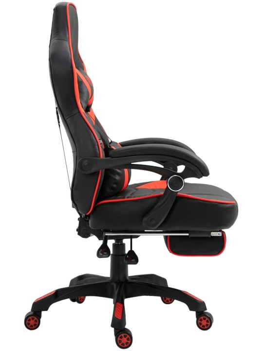 Chaise de bureau Tilos simili cuir, noir/rouge