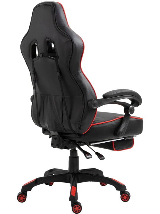 Chaise de bureau Tilos simili cuir, noir/rouge