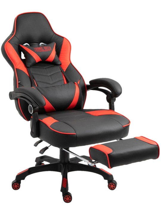 Chaise de bureau Tilos simili cuir, noir/rouge