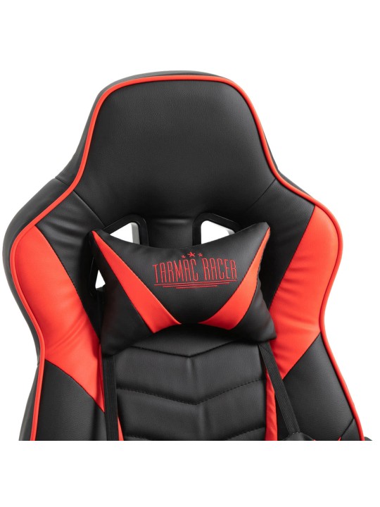 Chaise de bureau Tilos simili cuir, noir/rouge