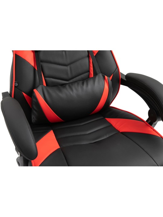 Chaise de bureau Tilos simili cuir, noir/rouge