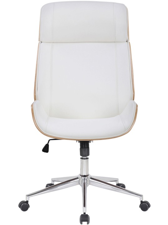 Chaise de bureau Varel simili cuir, naturel/blanc