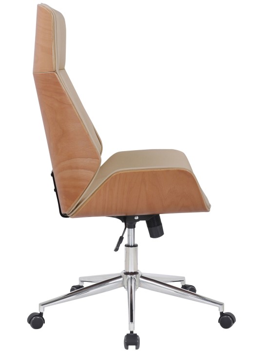 Chaise de bureau Varel simili cuir, naturel/crème