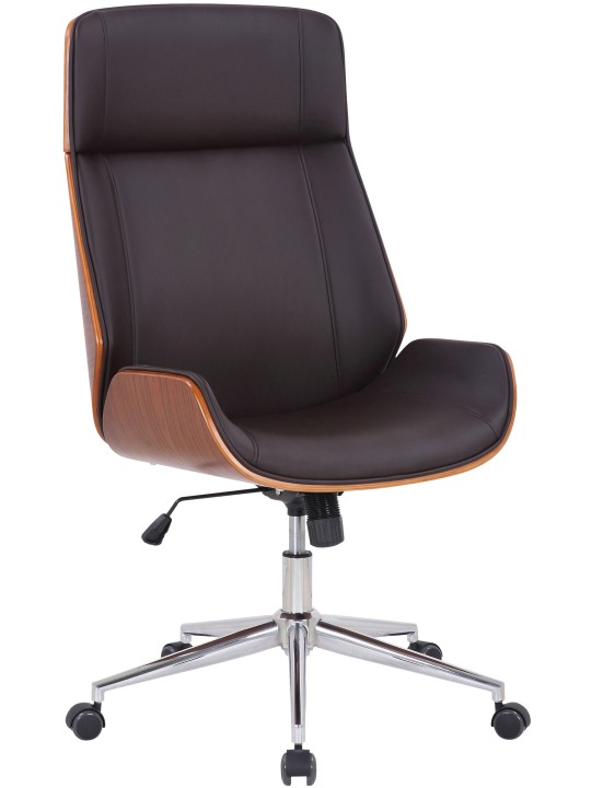 Chaise de bureau Varel simili cuir, noyer/brun