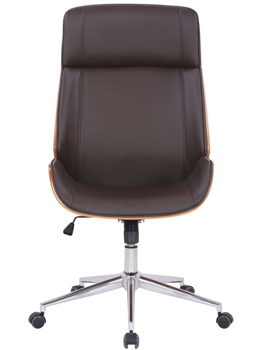 Chaise de bureau Varel simili cuir, noyer/brun