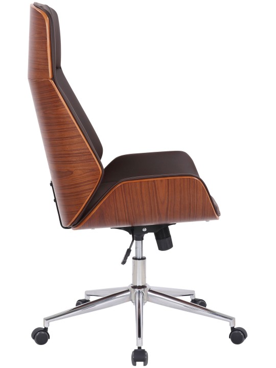 Chaise de bureau Varel simili cuir, noyer/brun