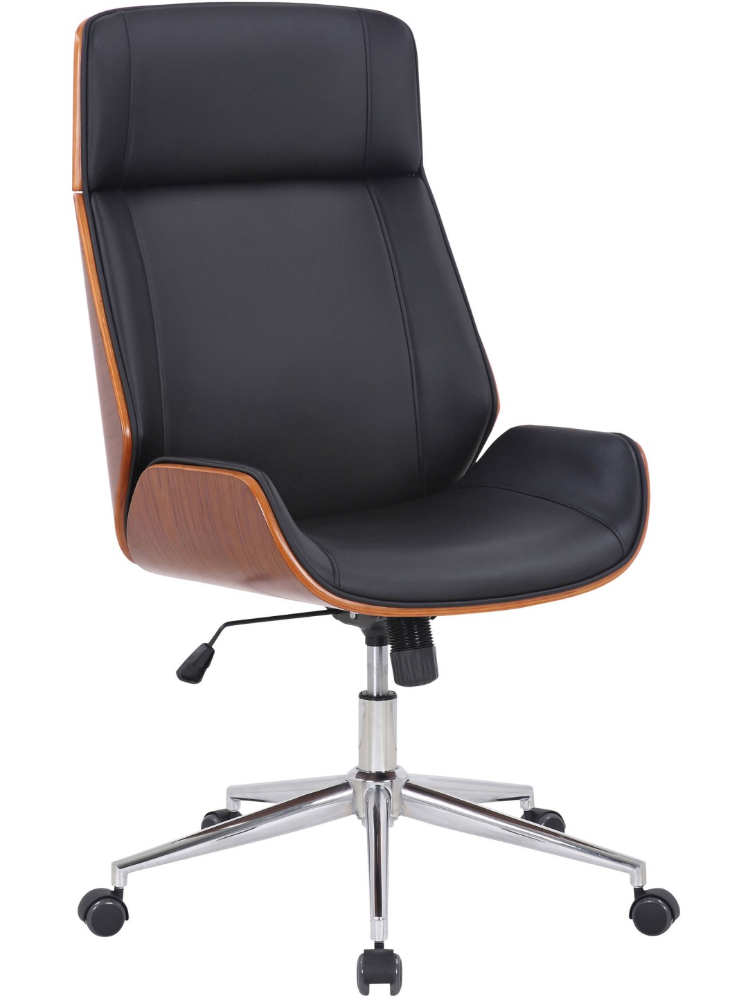 Chaise de bureau Varel simili cuir, noyer/noir