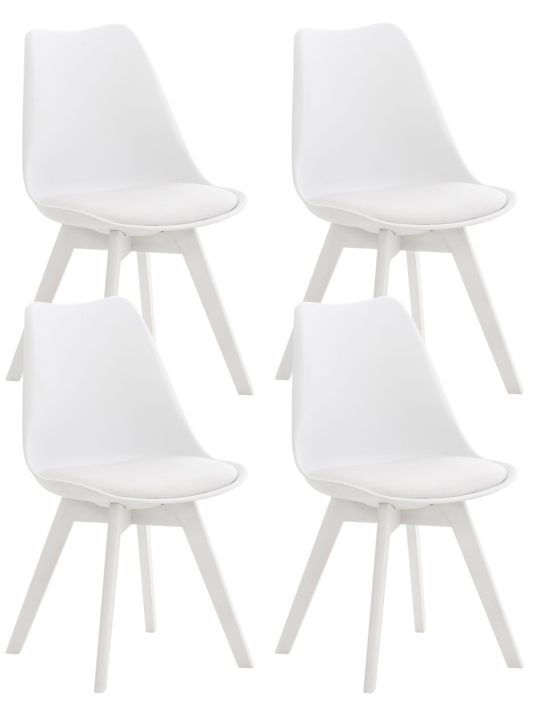 Ensemble de 4 chaises Linares plastique, blanc/blanc