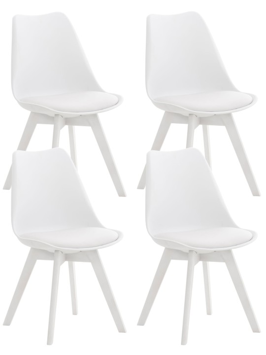 Ensemble de 4 chaises Linares plastique, blanc/blanc