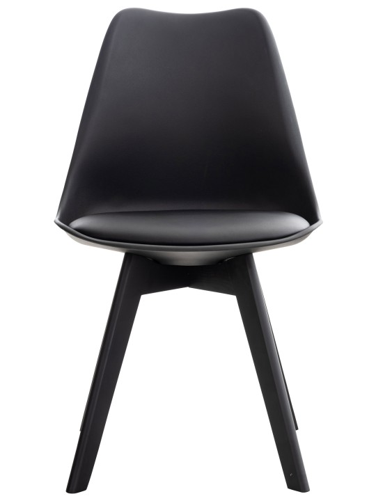 Ensemble de 4 chaises Linares plastique, noir/noir