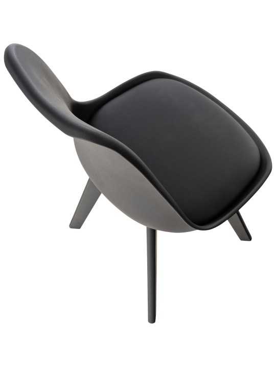 Ensemble de 4 chaises Linares plastique, noir/noir