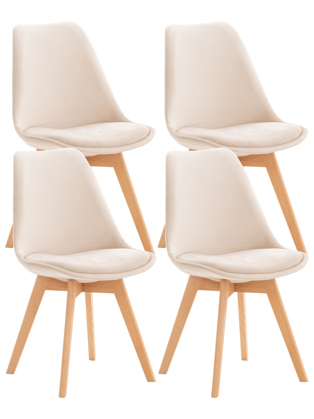 Ensemble de 4 chaises Linares velours, beige