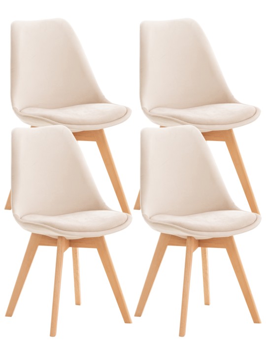 Ensemble de 4 chaises Linares velours, beige