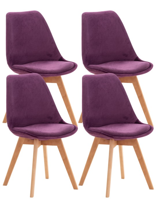 Ensemble de 4 chaises Linares velours, lilas