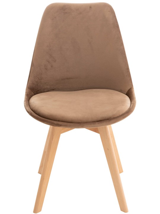 Ensemble de 4 chaises Linares velours, brun